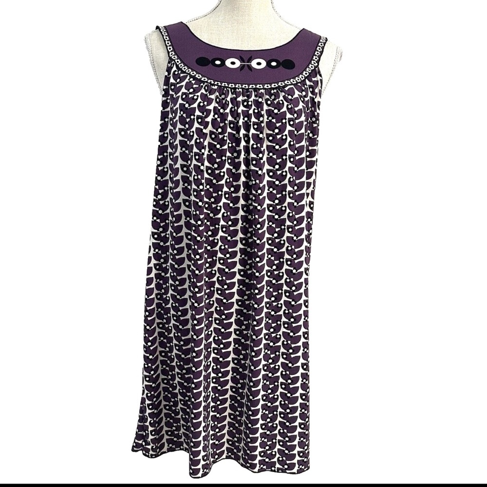 Max Studio Dress Purple Floral Sleeveless Shift Scoop Neck